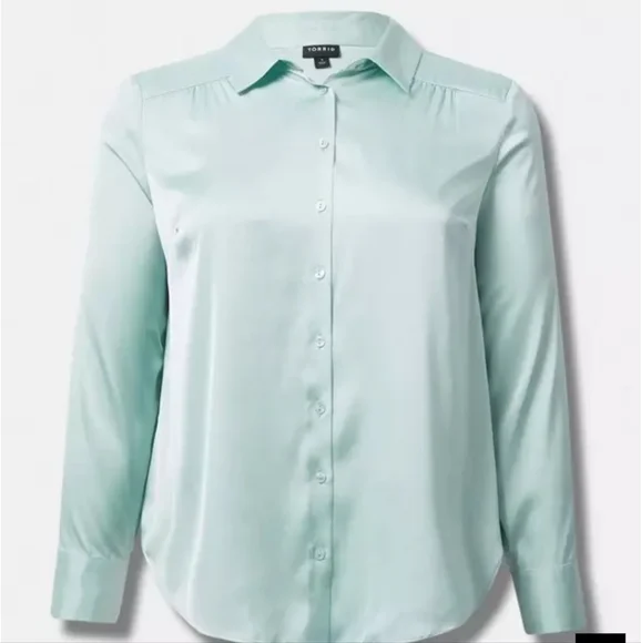NWT Torrid Madison Satin Button-Up Long Sleeve Shirt Size 1X 14-16 - Picture 4 of 9